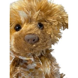 Gund TAFFY 12" DOG Plush TERRIER Stuffed Animal Puppy Tan 13051 Floppy PLAID BOW